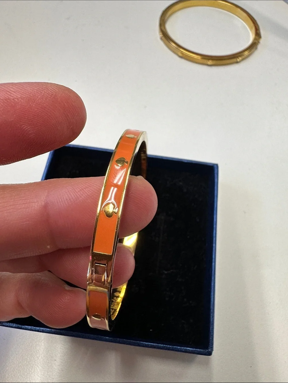 kate spade Orange Enamel Spade Stud Bangle Bracelet